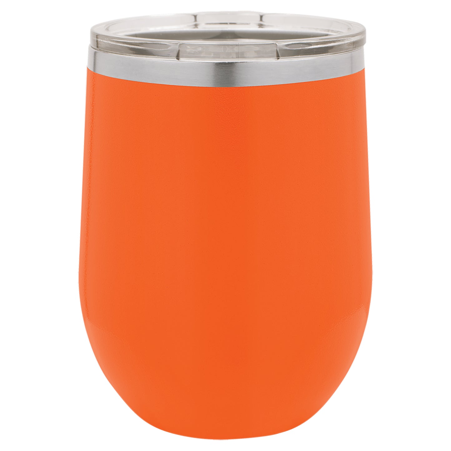Personalized Laser Engraved Orange 12 oz. Polar Camel Stemless Wine Tumbler with Clear Lid