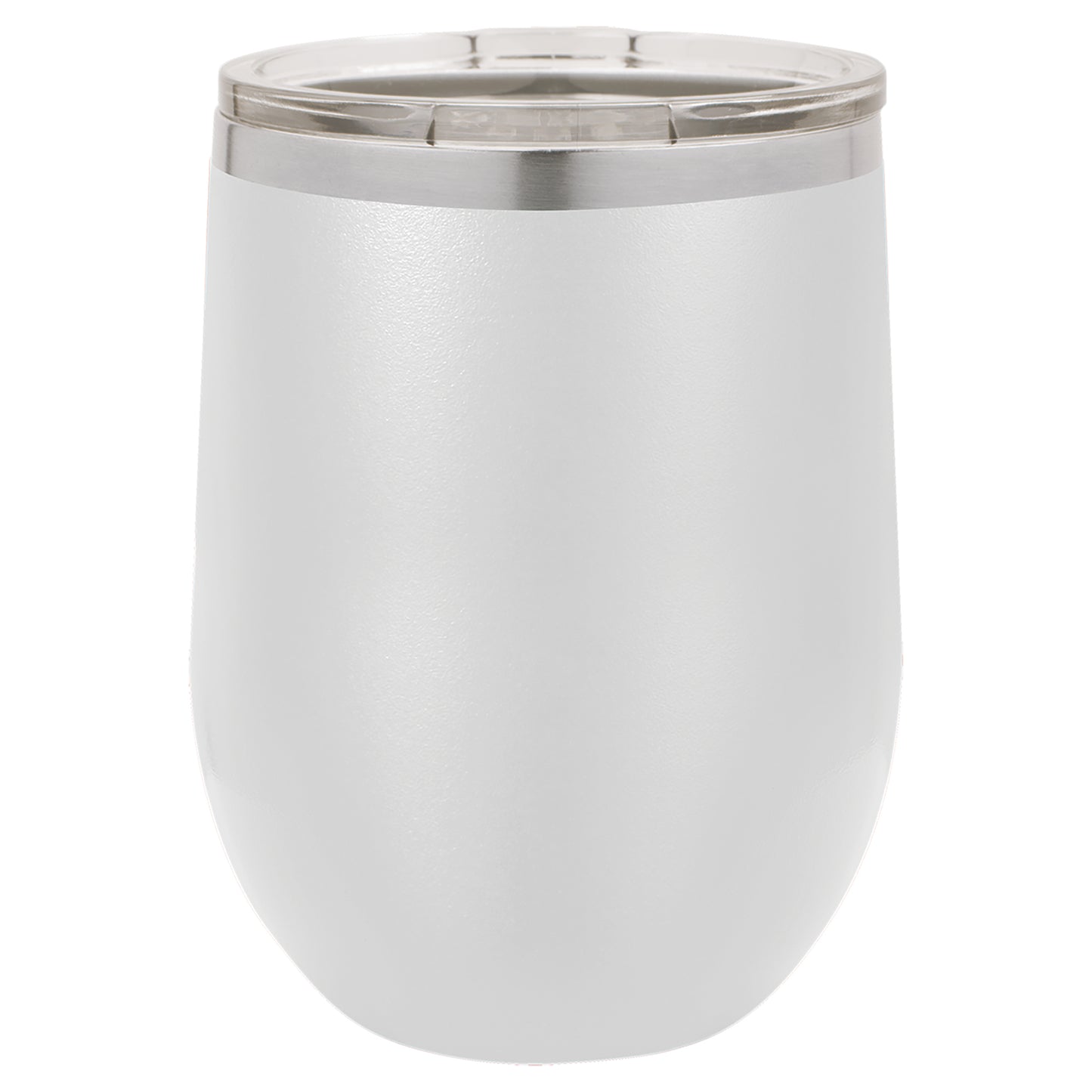 Personalized Laser Engraved White 12 oz. Polar Camel Stemless Wine Tumbler with Clear Lid