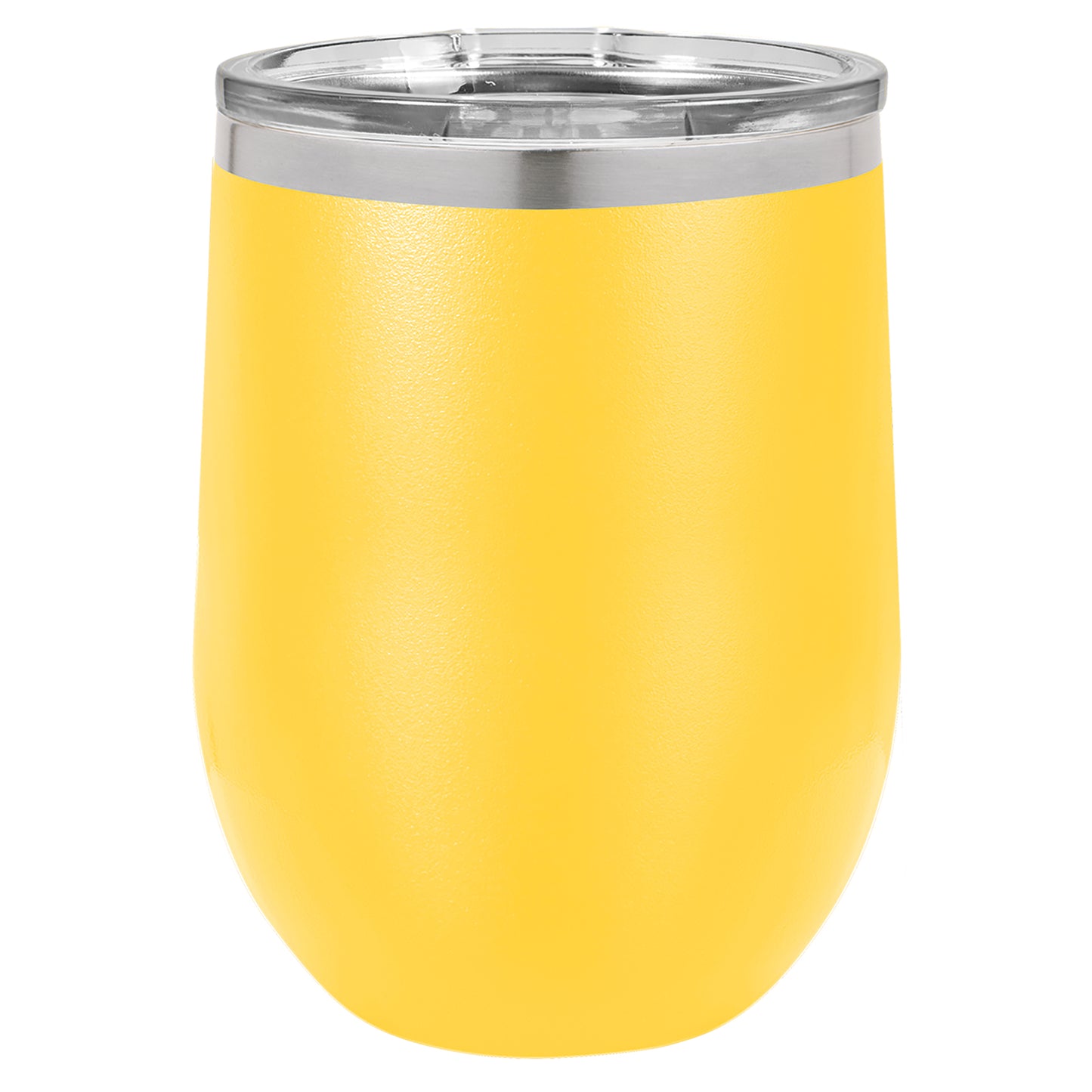 Personalized Laser Engraved Yellow 12 oz. Polar Camel Stemless Wine Tumbler with Clear Lid