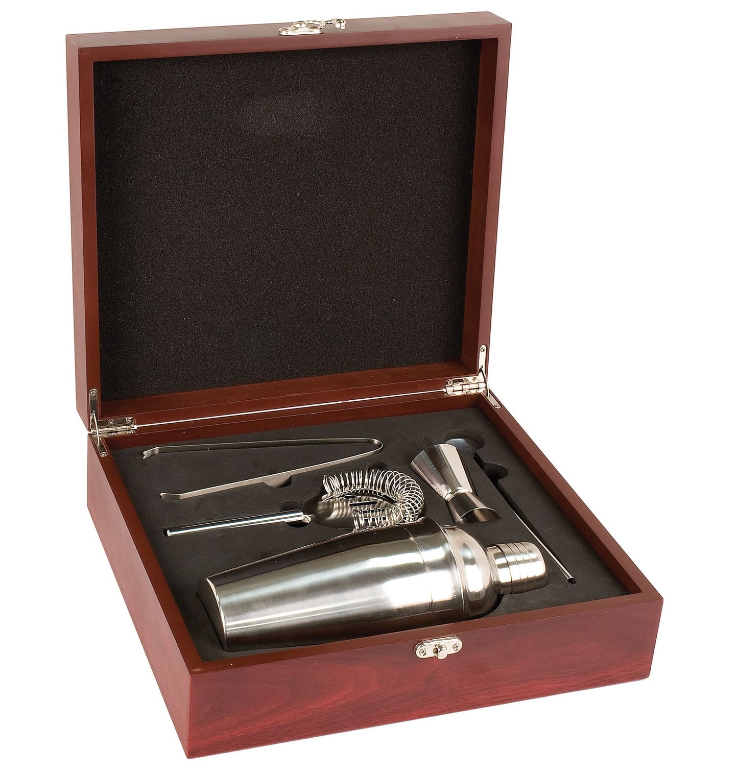 Personalized Laser Engraved Rosewood Finish Martini Set