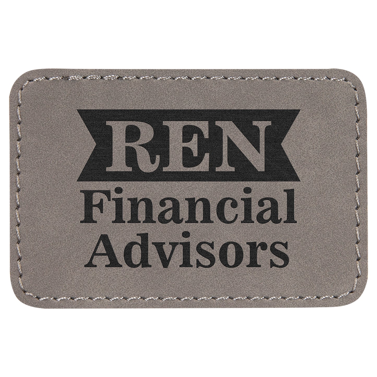 Personalized Laser Engraved 3" x 2" Rectangle Gray Leatherette Patch with Adhesive