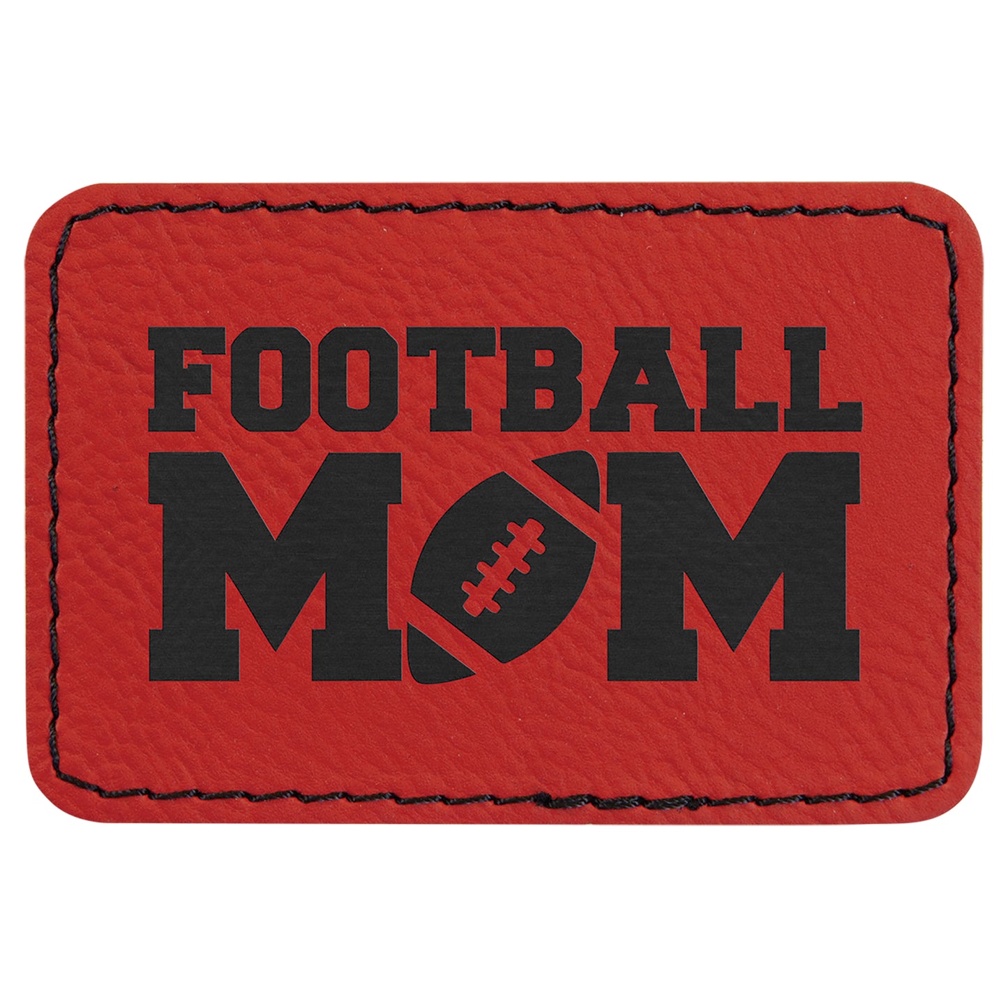 Personalized Laser Engraved 3" x 2" Rectangle Red Leatherette Patch with Adhesive