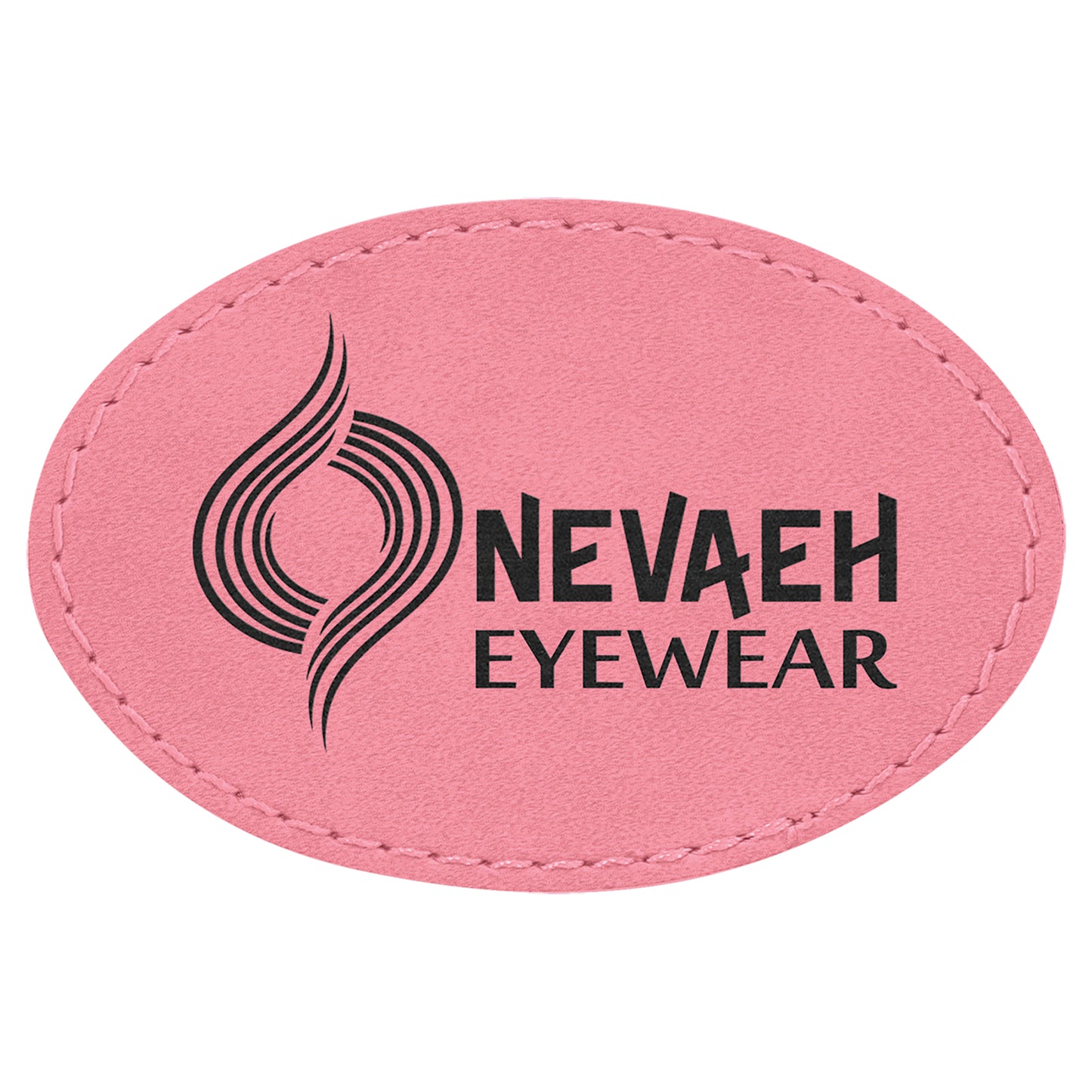 Personalized Laser Engraved 3" x 2" Oval Pink Leatherette Patch with Adhesive