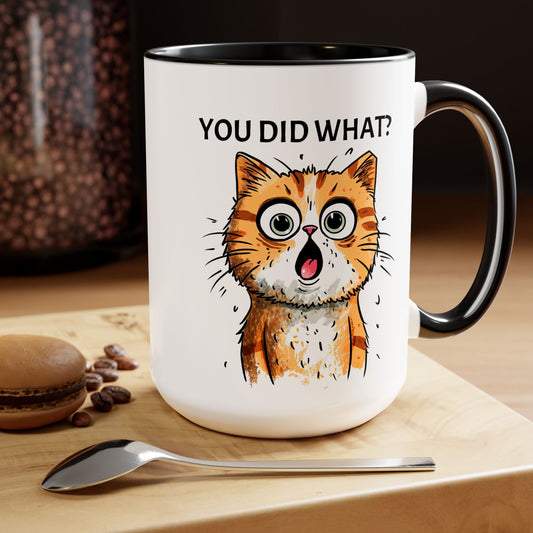 YOU DID WHAT? Two-Tone Coffee Mugs, 15oz