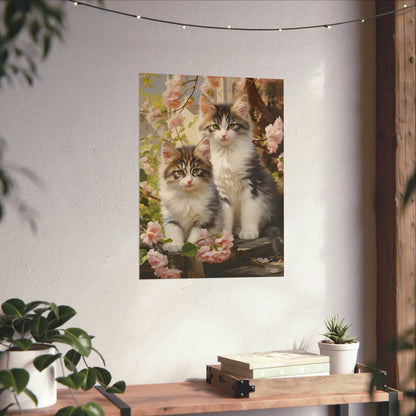 Kittens Floral Premium Matte Vertical Posters