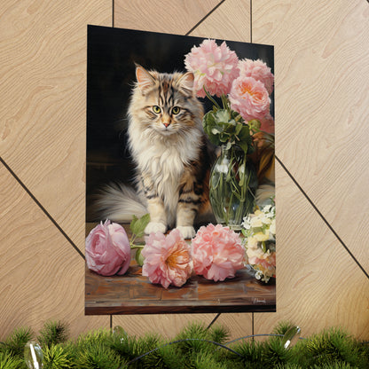 Kitten Floral Premium Matte Vertical Posters