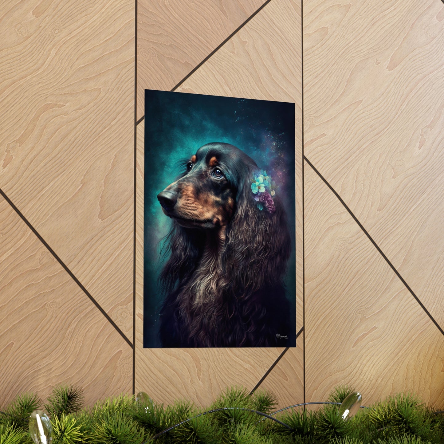 Long Haired Dachshund Dog Premium Matte Vertical Posters