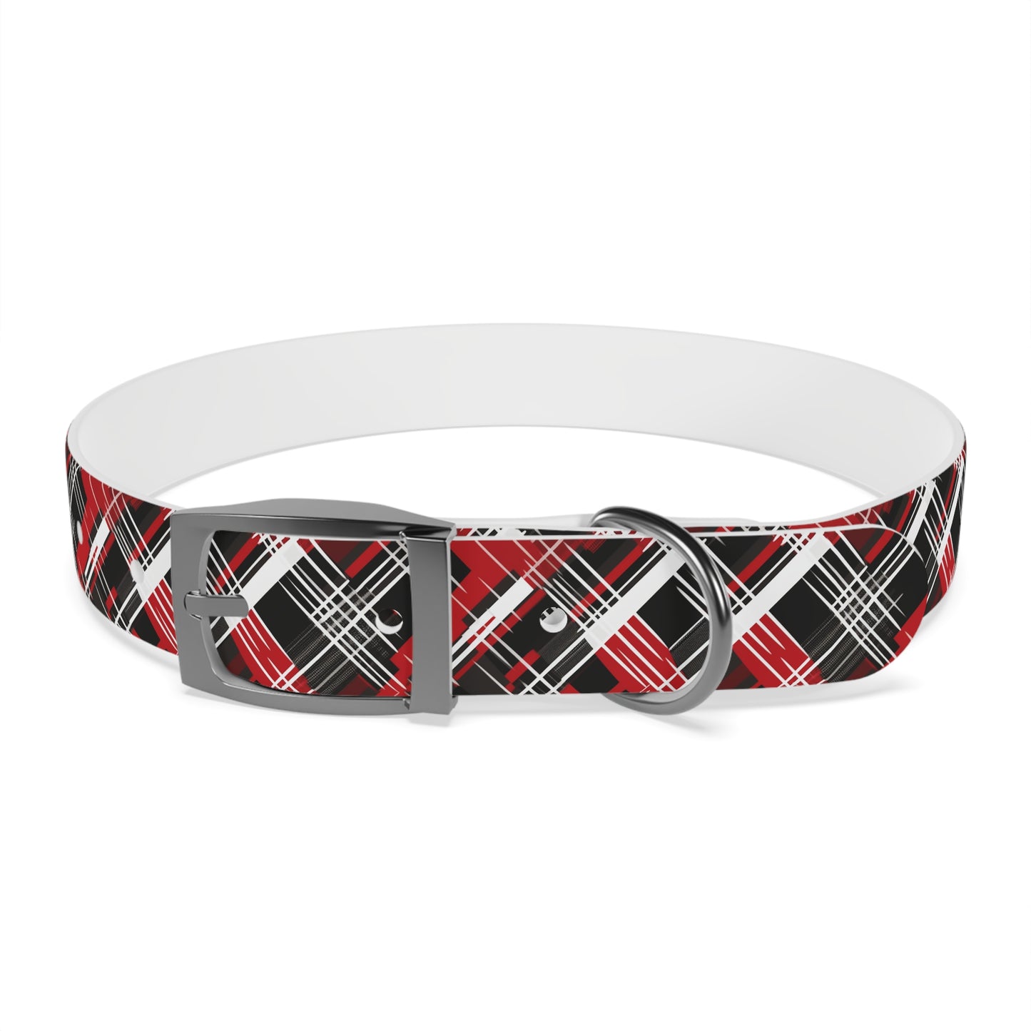 Sassy Pet's Red, Black & White Plaid Dog Collar