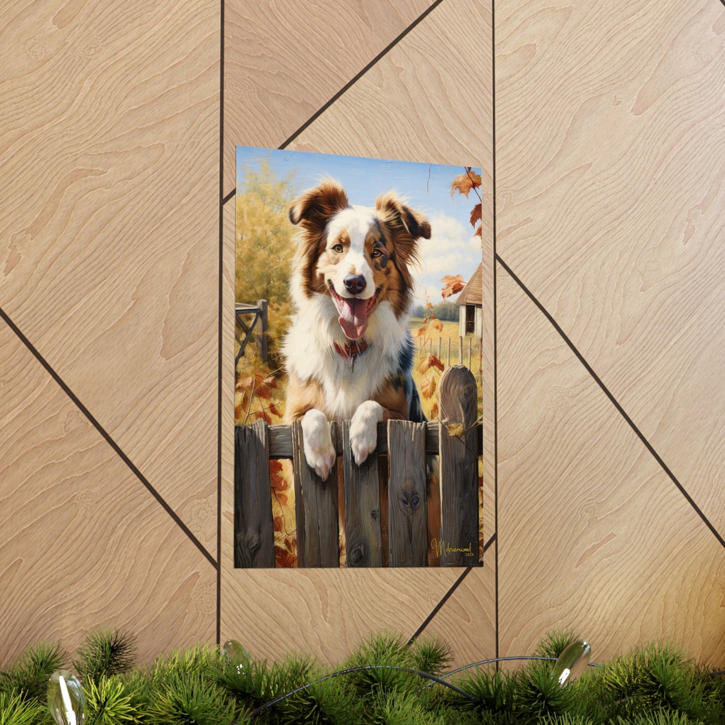 Australian shepherd in the Country Premium Matte Vertical Posters