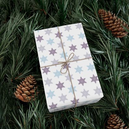 Blue and Purple Snowflakes Gift Wrap Papers