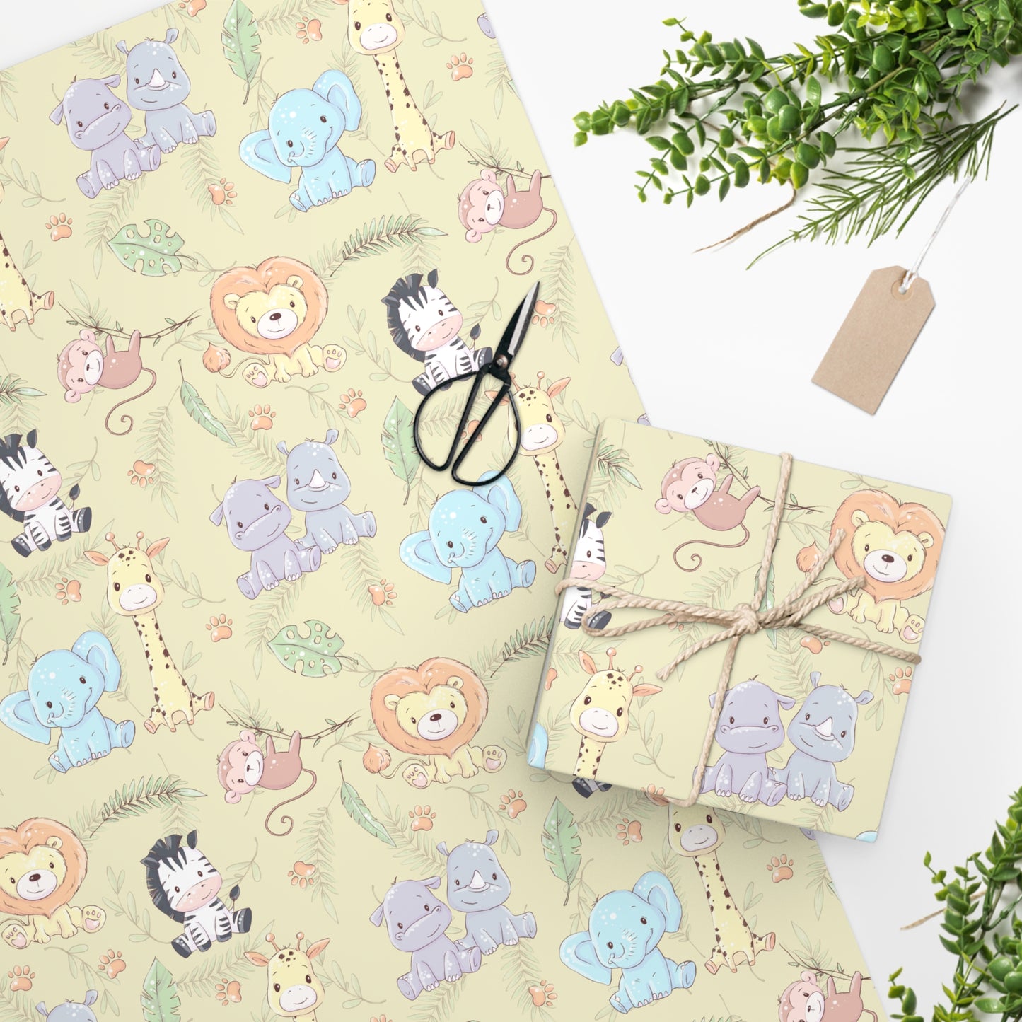 Safari Yellow Baby Shower Wrapping Paper