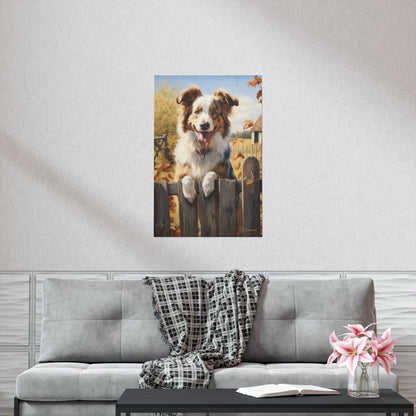 Australian shepherd in the Country Premium Matte Vertical Posters