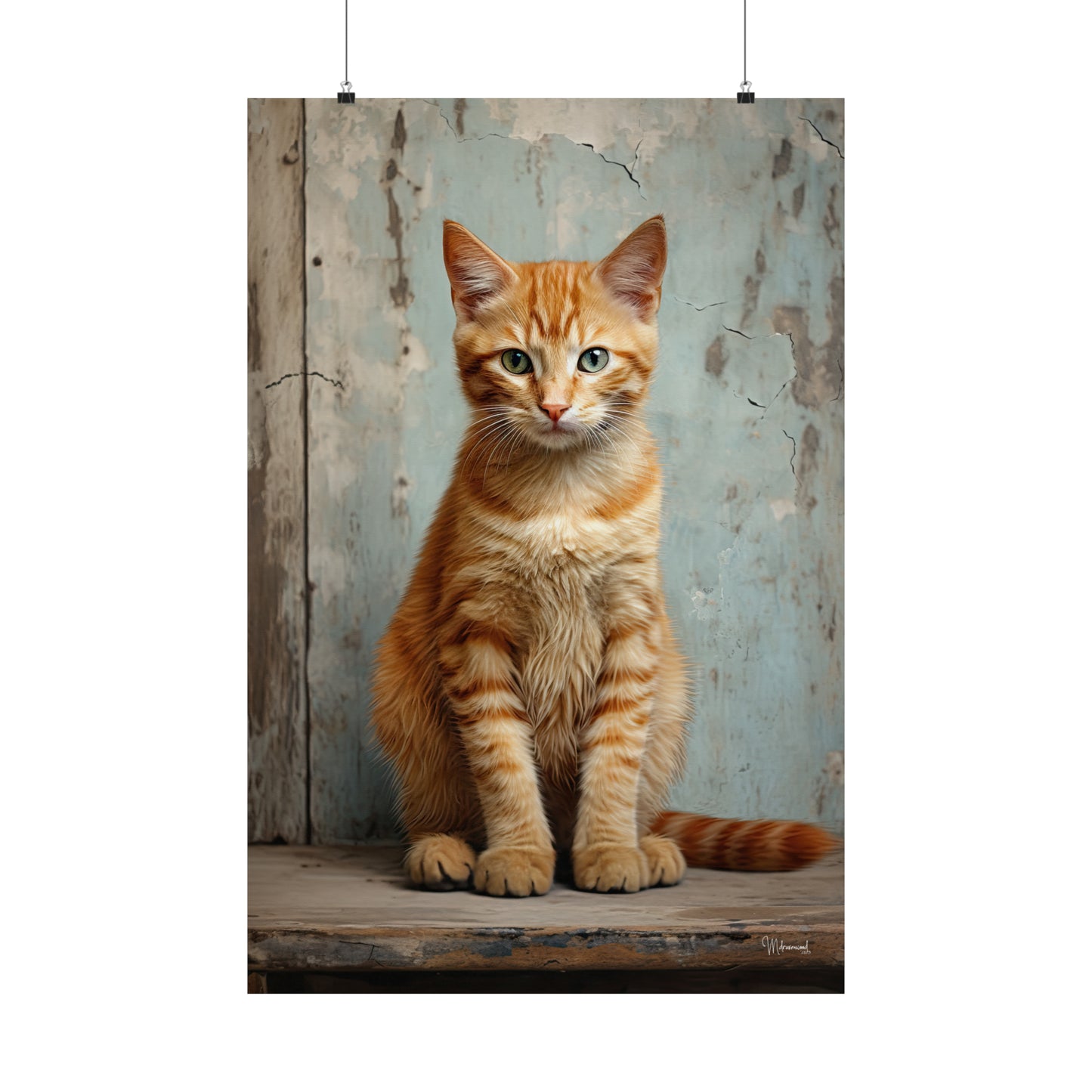 Orange Tabby Kitten Grunge Premium Matte Vertical Posters