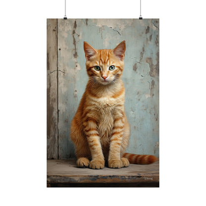 Orange Tabby Kitten Grunge Premium Matte Vertical Posters