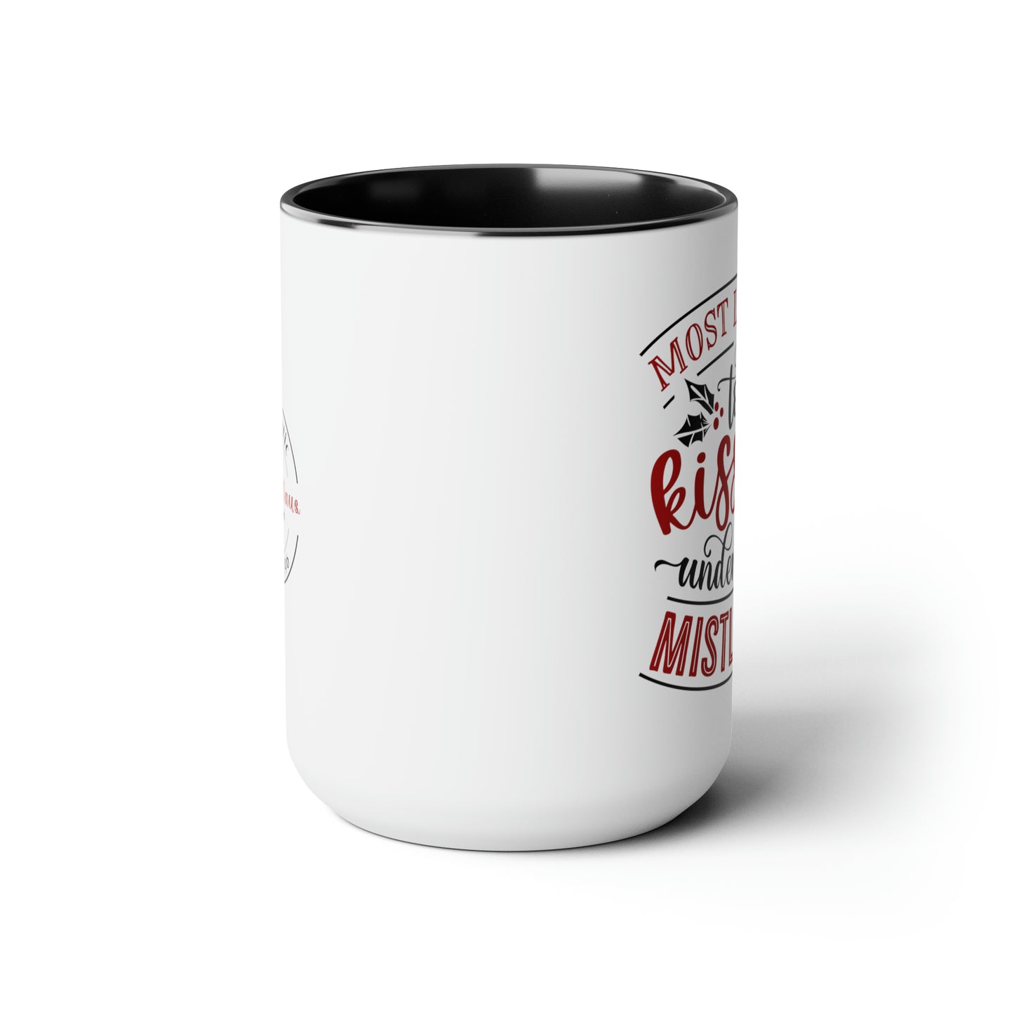 Most Likely to Kiss Under the Mistletoe Two-Tone Coffee Mugs, 15oz