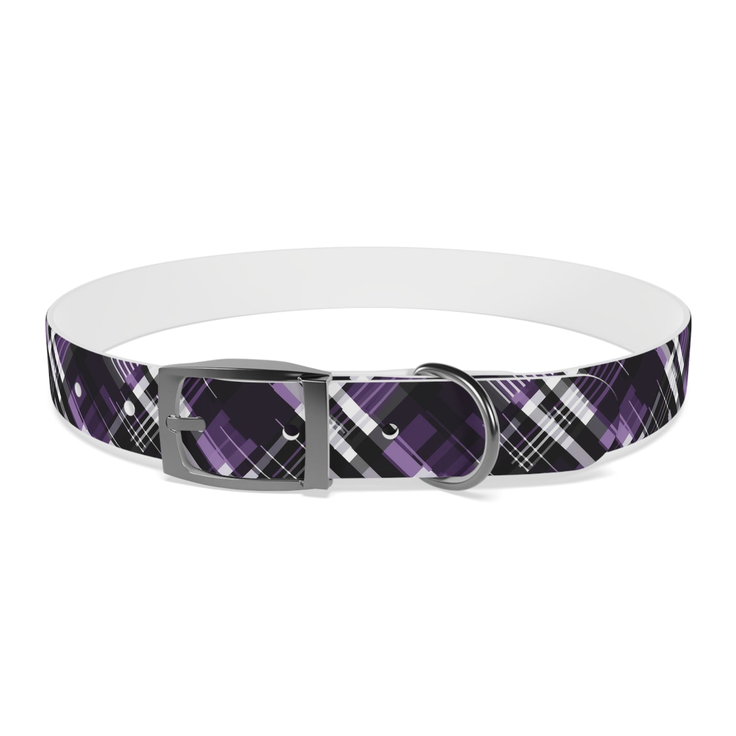 Sassy Pet's Purple, Black & White Plaid Leash Collar