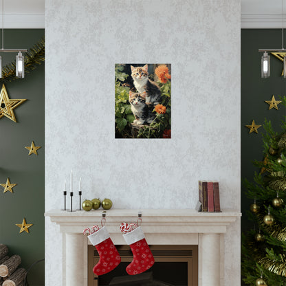 Kittens in the Garden Premium Matte Vertical Posters