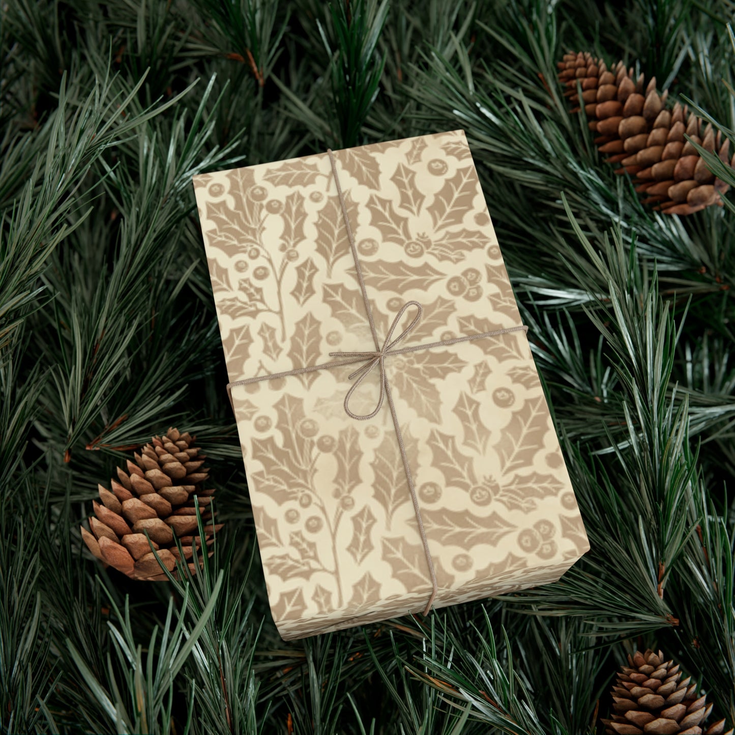 Gold Holly Gift Wrap Papers