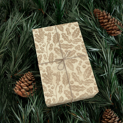 Gold Holly Gift Wrap Papers