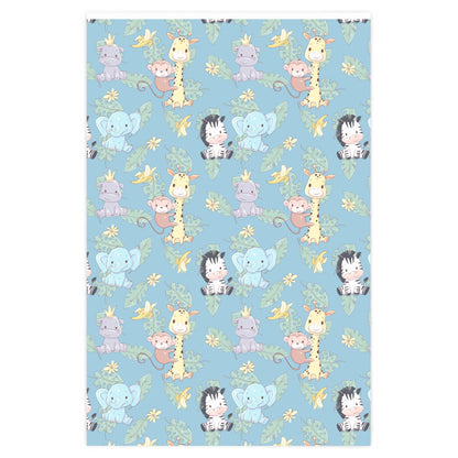 Safari Blue Baby Shower Wrapping Paper