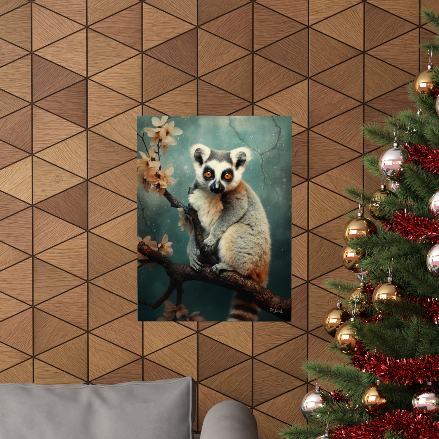 Lemur Floral Premium Matte Vertical Posters