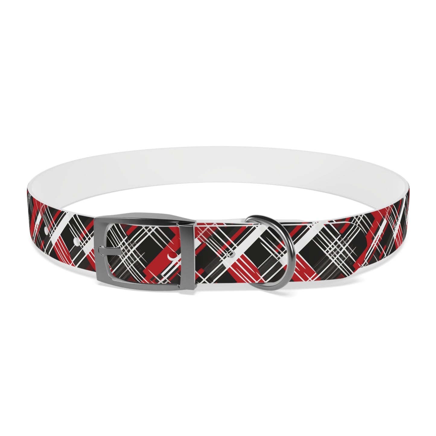 Sassy Pet's Red, Black & White Plaid Dog Collar