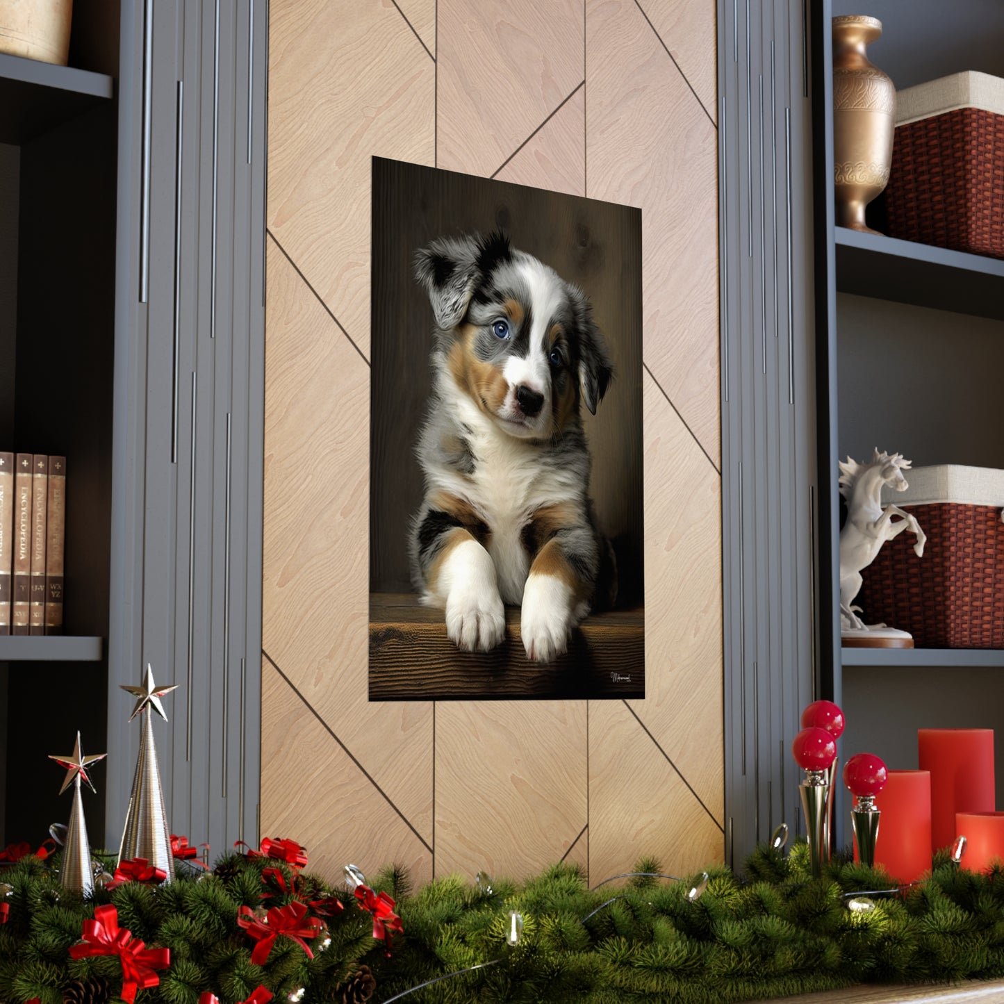 Australian Shepherd Puppy Premium Matte Vertical Posters