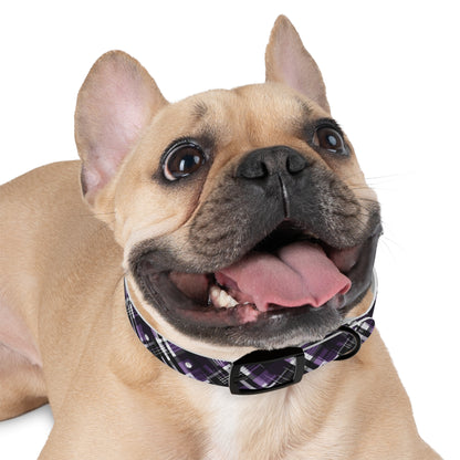 Sassy Pet's Purple, Black & White Plaid Leash Collar