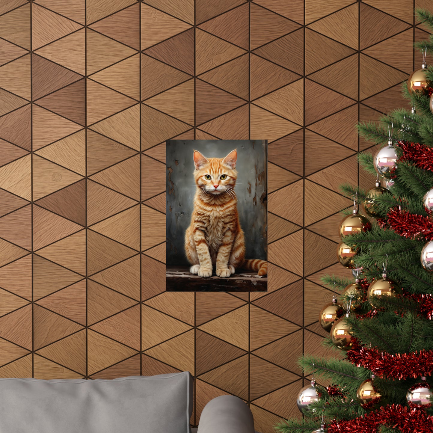 Orange Tabby Kitten Grunge Premium Matte Vertical Posters