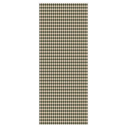 Cozy Christmas Green & Cream Diamond Checkered Plaid Wrapping Paper