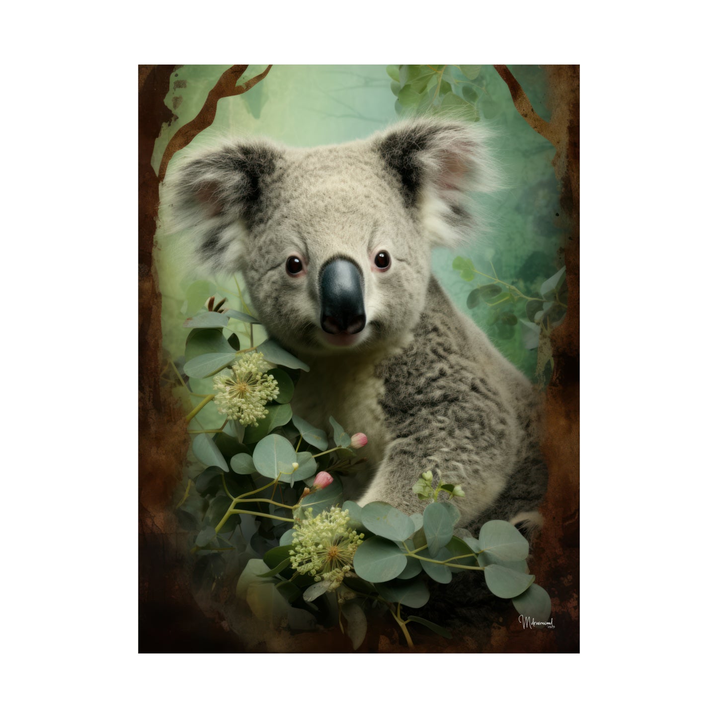 Koala Bear Floral Premium Matte Vertical Posters