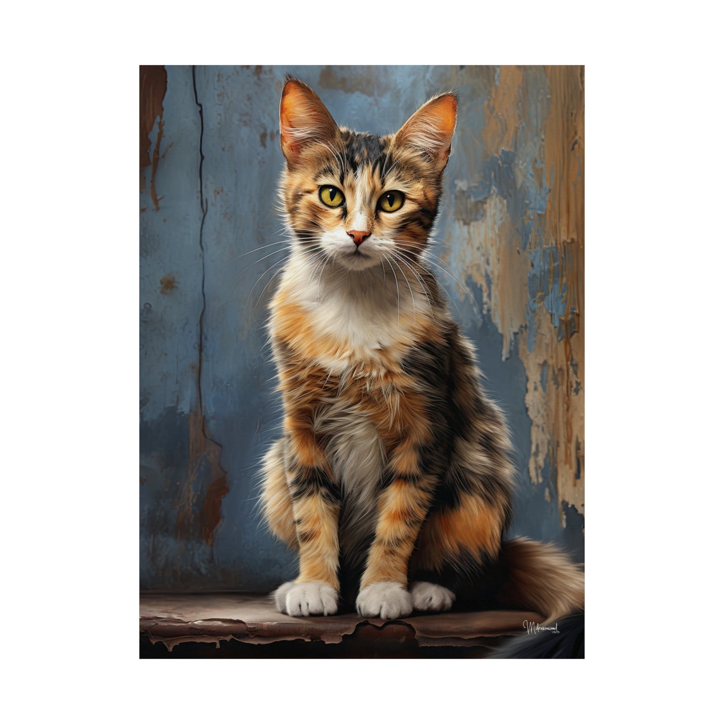 Calico Cat Grunge Premium Matte Vertical Posters