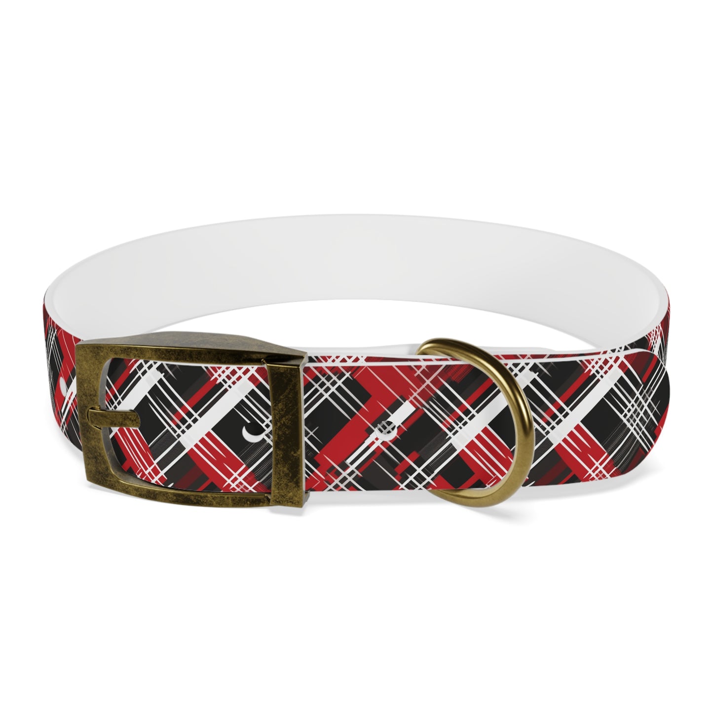 Sassy Pet's Red, Black & White Plaid Dog Collar