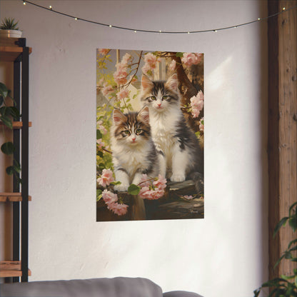 Kittens Floral Premium Matte Vertical Posters