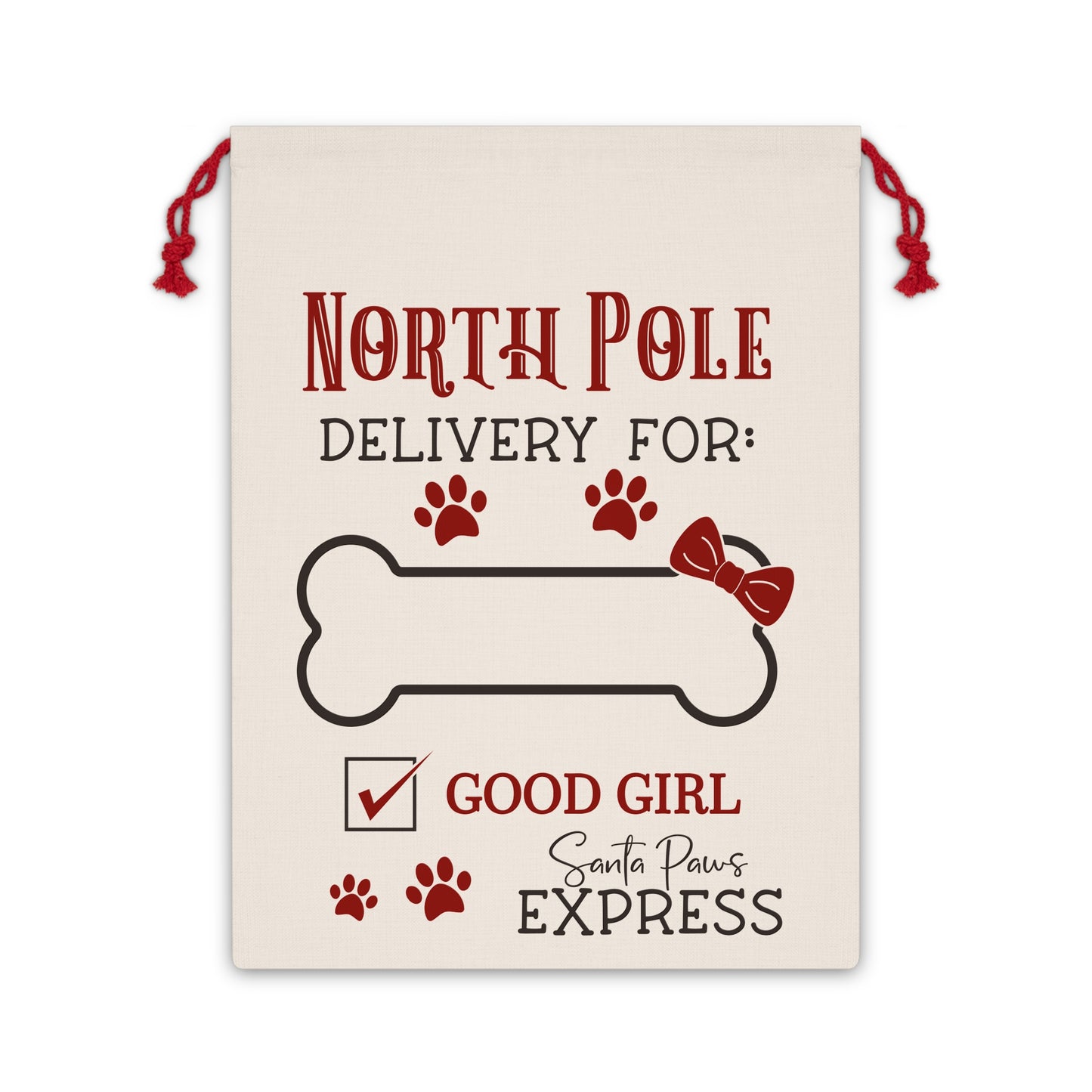 Personalized Good Girl- Dog Christmas Linen Bag