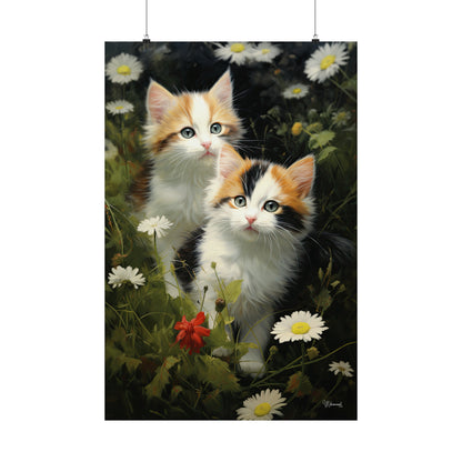 Kittens in the Garden Premium Matte Vertical Posters