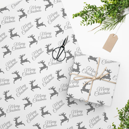 White Christmas Reindeer Wrapping Paper