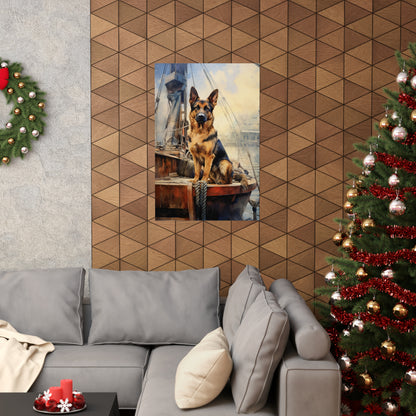 German Shepard on Dock Premium Matte Vertical Posters