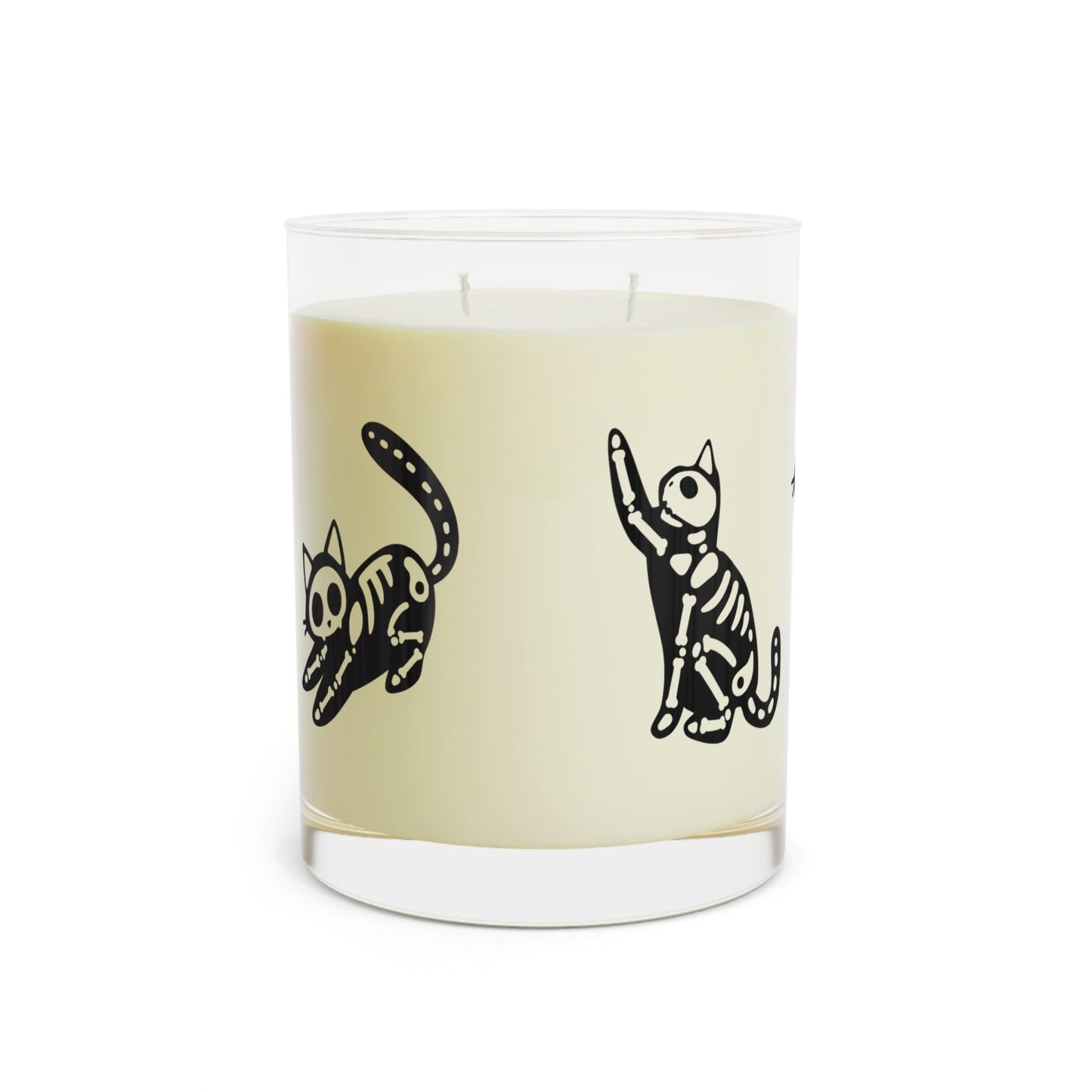 Halloween Skeleton Cat Scented Candle - Full Glass, 11oz