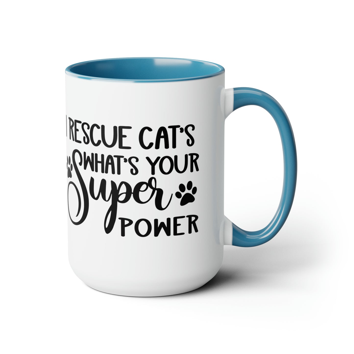 I Rescue Cats Two-Tone Coffee Mugs, 15oz