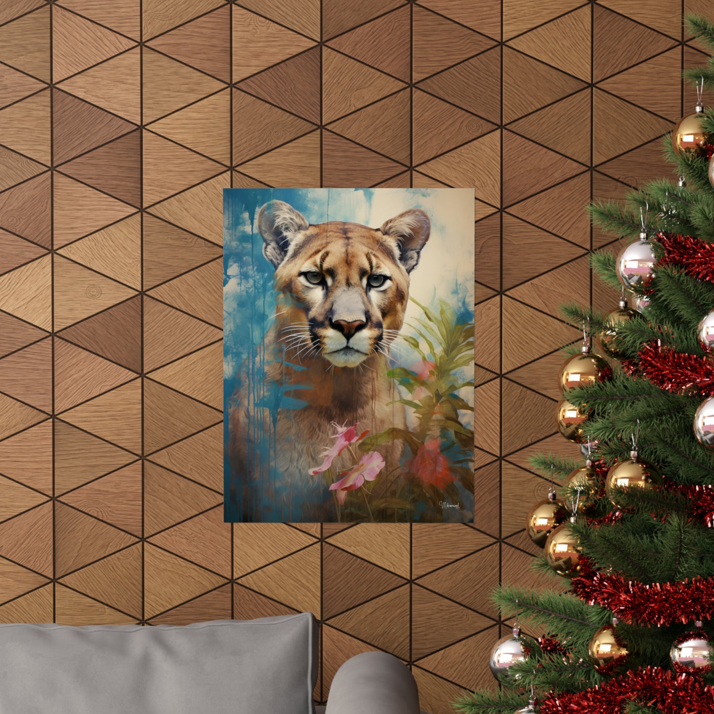 Florida Panther Floral Premium Matte Vertical Posters