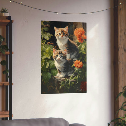 Kittens in the Garden Premium Matte Vertical Posters