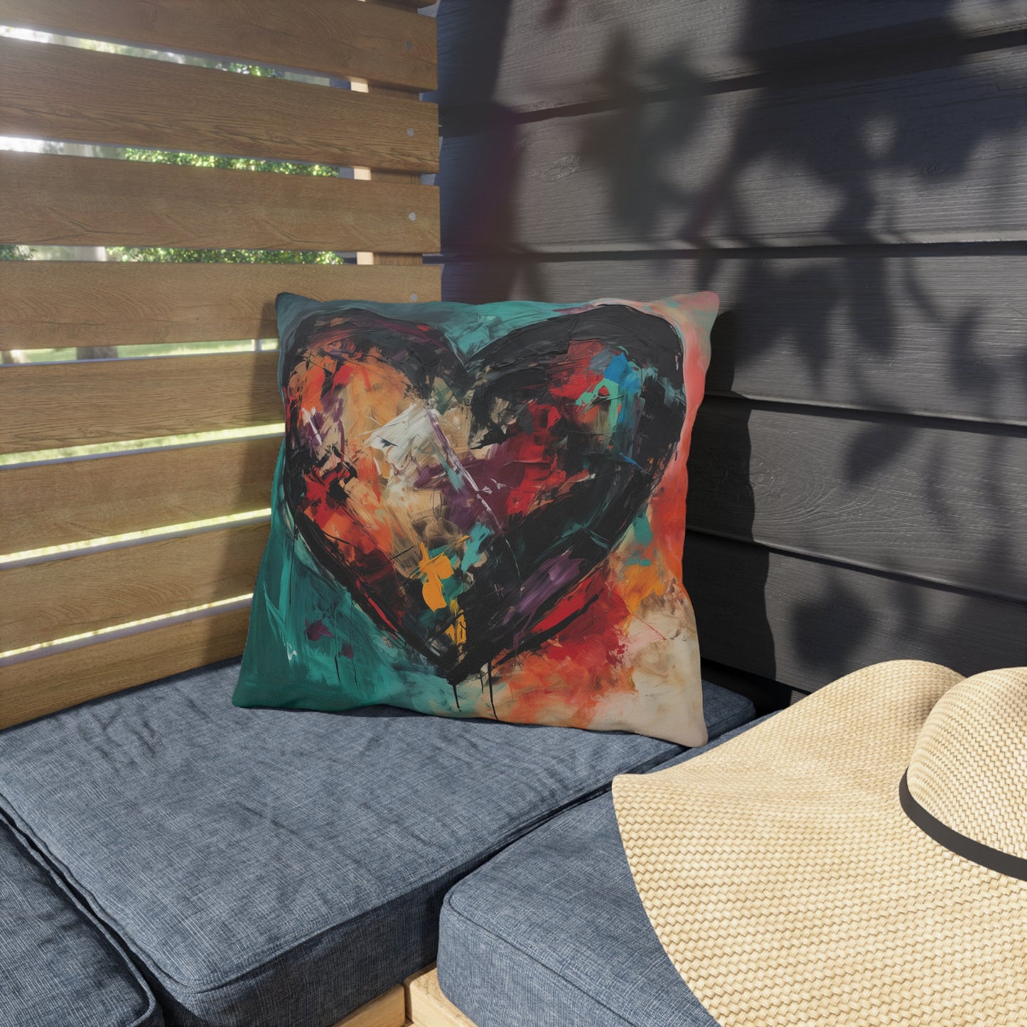 Heart Impression Oil Painting Print Outdoor Pillows