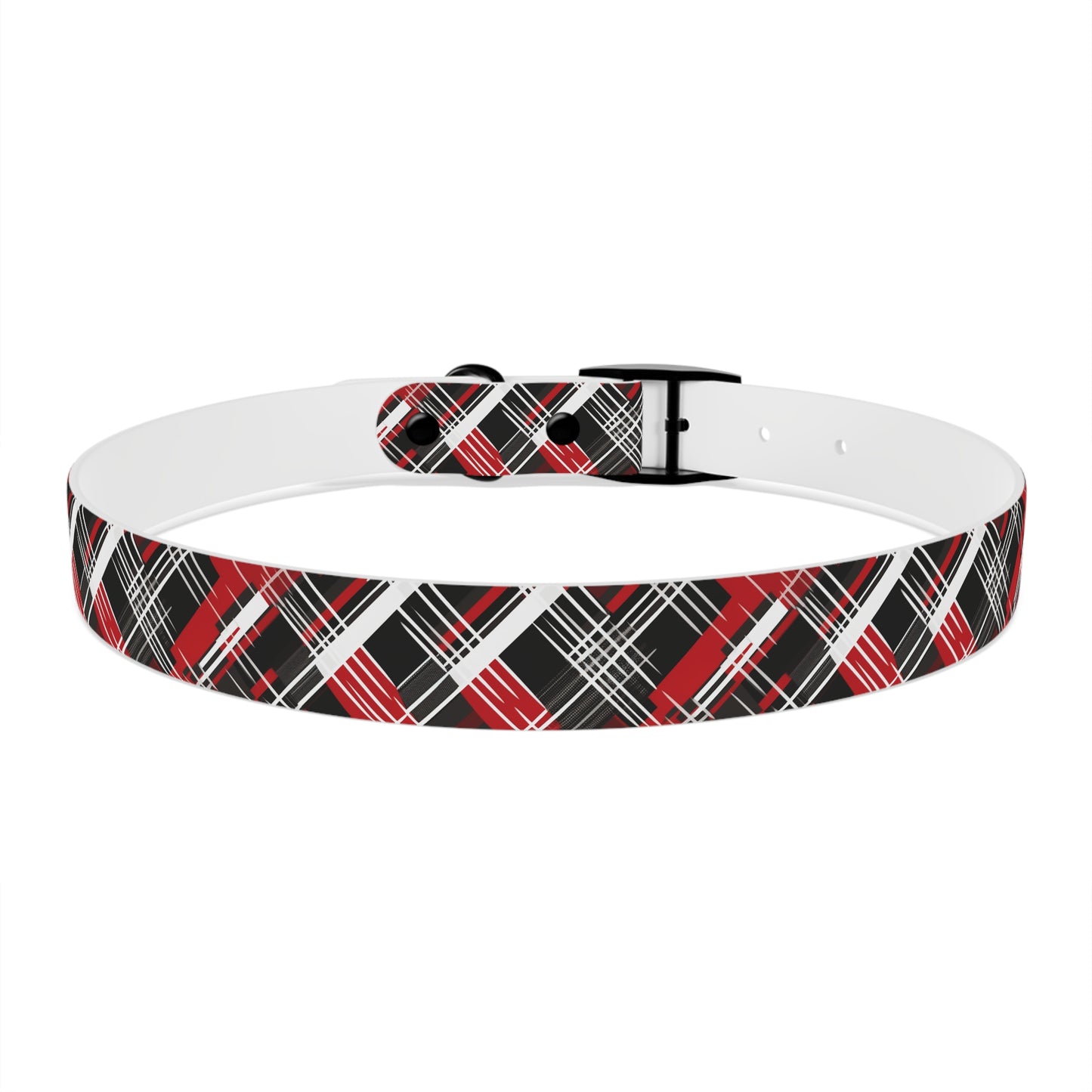 Sassy Pet's Red, Black & White Plaid Dog Collar