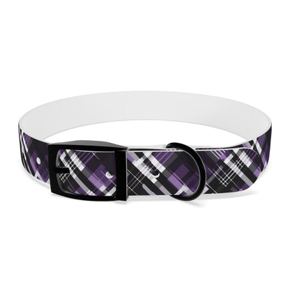 Sassy Pet's Purple, Black & White Plaid Leash Collar