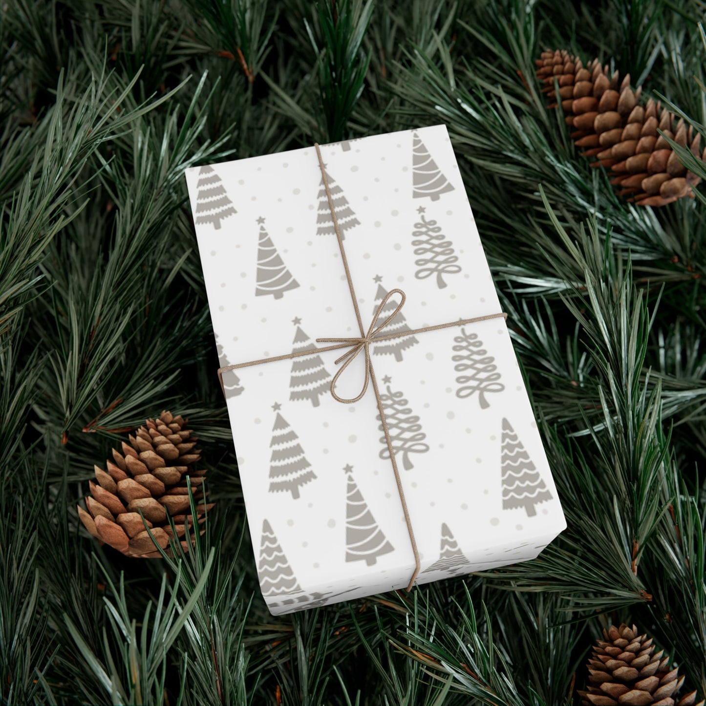 Silver Christmas Tree Gift Wrap Papers