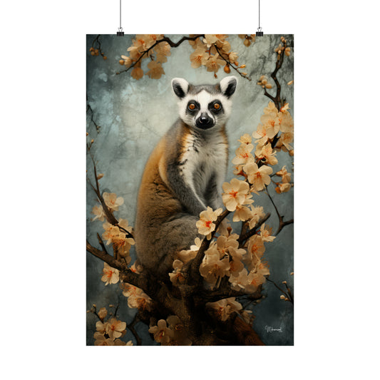 Lemur Floral Matte Vertical Posters