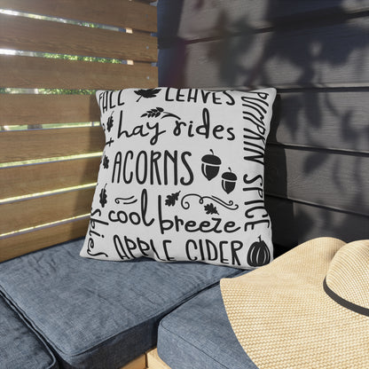 Fall Delights in White & Buffalo Plaid Outdoor Pillows