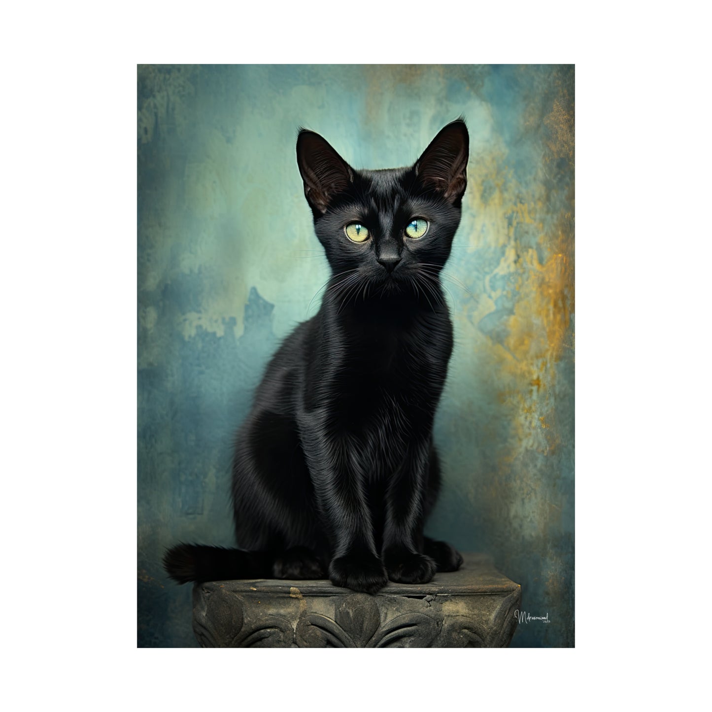 Black Cat Grunge Premium Matte Vertical Posters