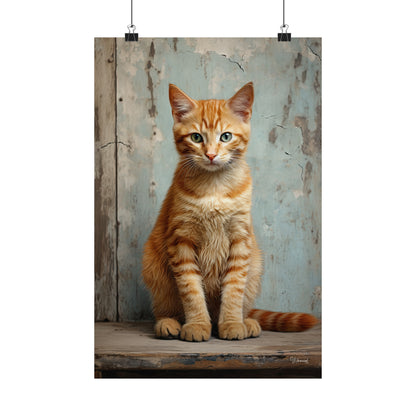 Orange Tabby Kitten Grunge Premium Matte Vertical Posters